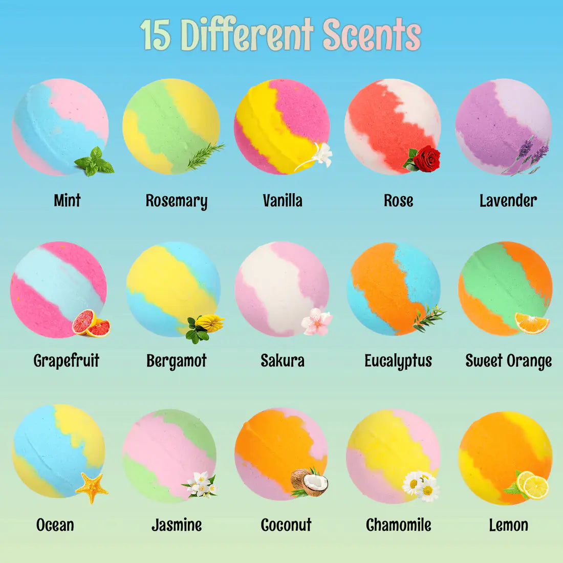 Bath Bombs for Kids with Surprise Inside - 15 Pack