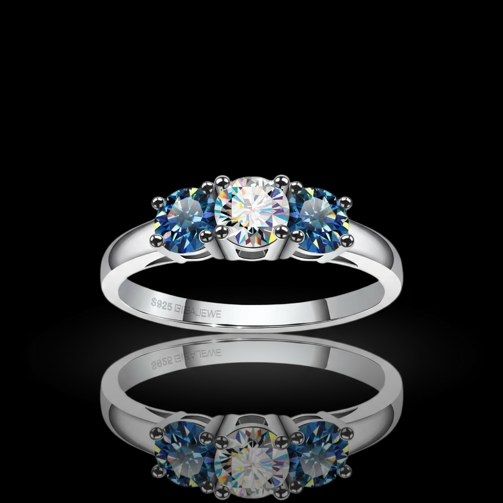 CLISTOE 1.0ct D VVS1 Round Cut Moissanite Ring