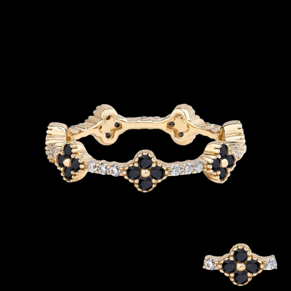 BLACK CLOVER 18K MOISSANITE RING