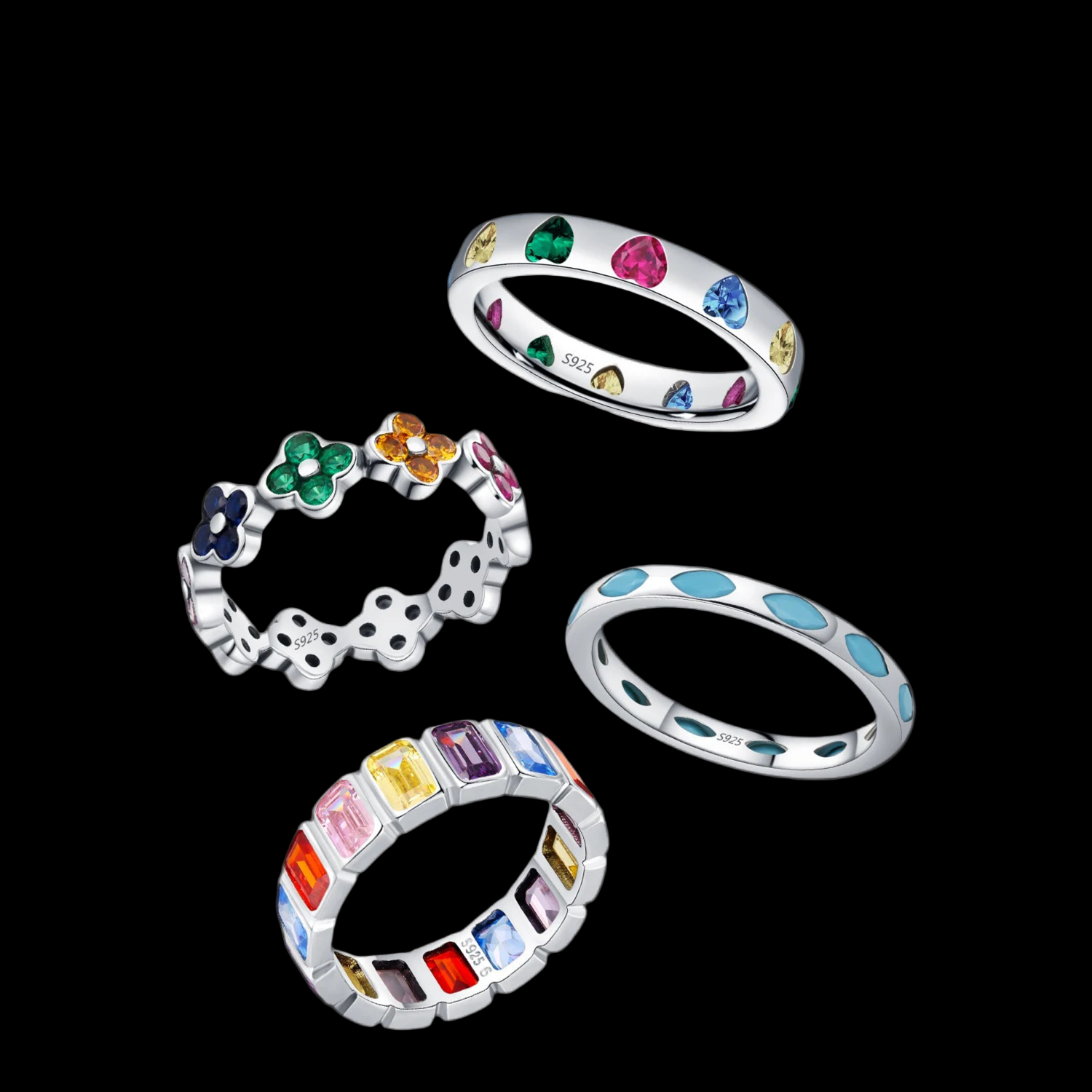 VERA Four-Leaf Clover Heart Eternity Ring