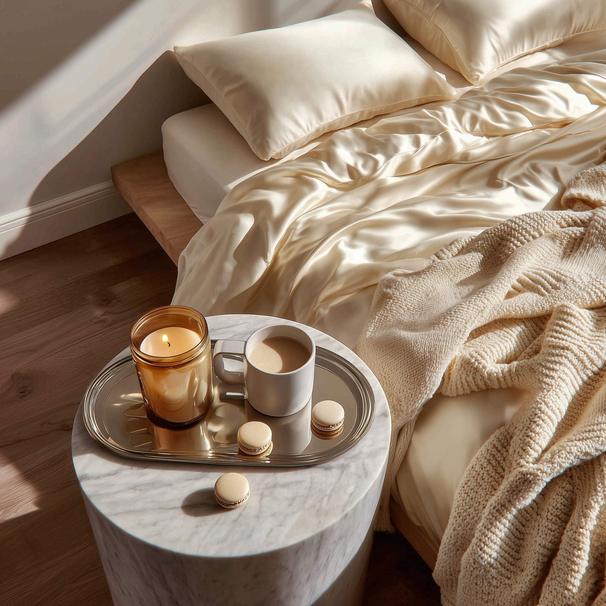 Beige Élise Soie - Mulberry Silk Bed Ensemble Set