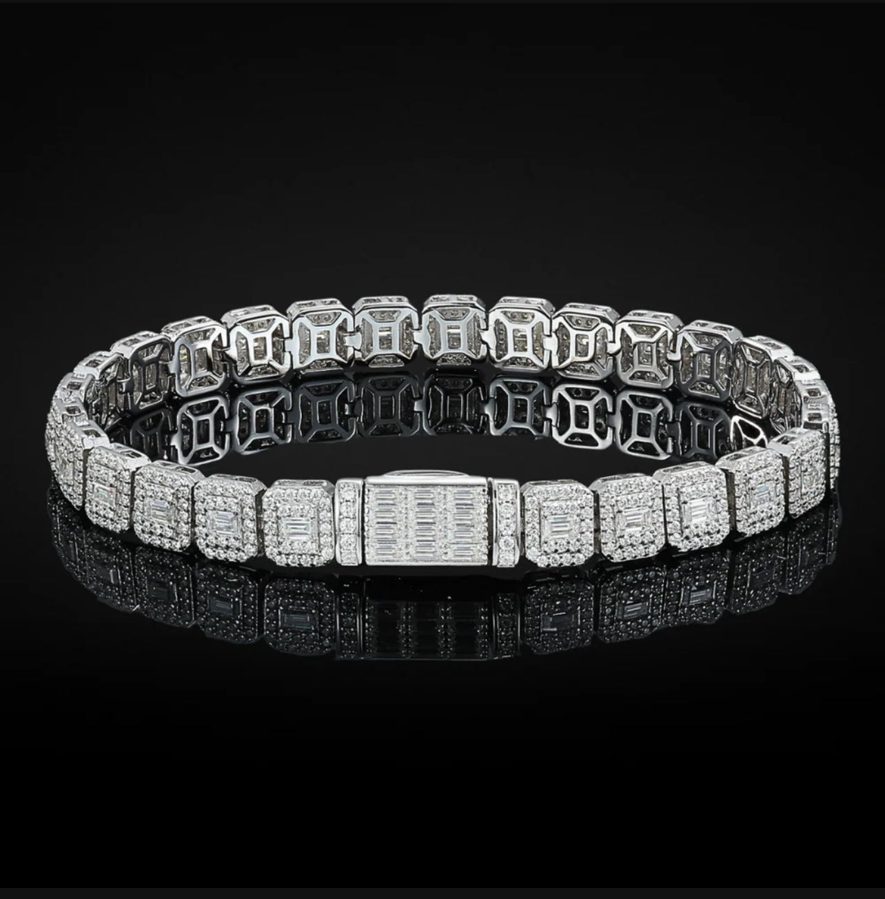 Square Halo Moissanite Tennis Bracelet