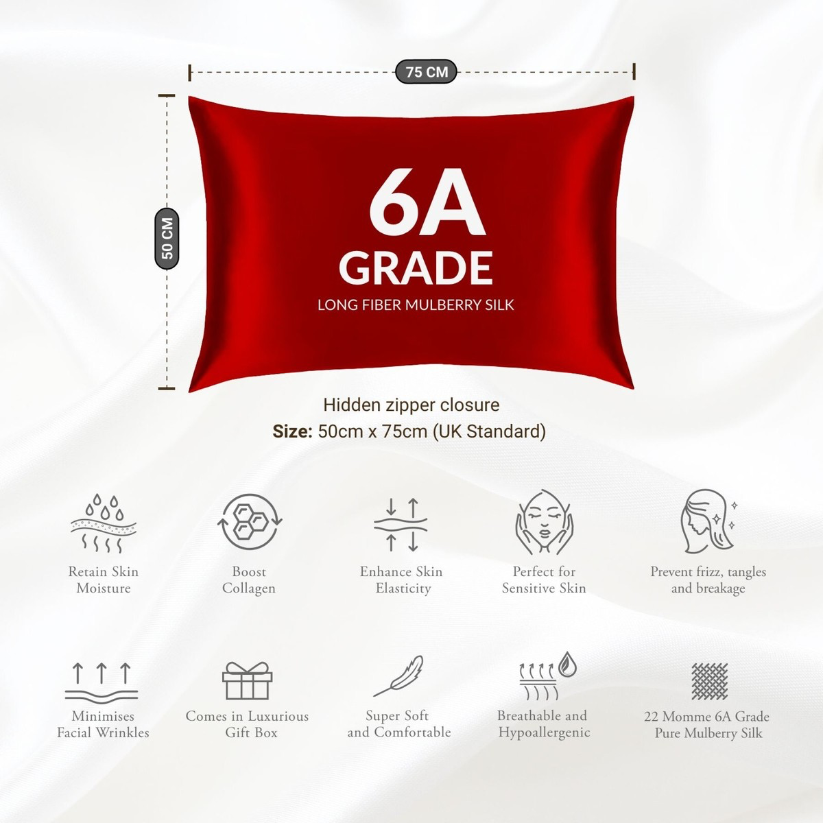 Red Mulberry Silk Pillowcase