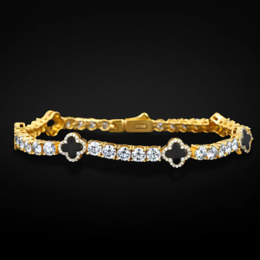 Gold Black Maison Clover Bracelet