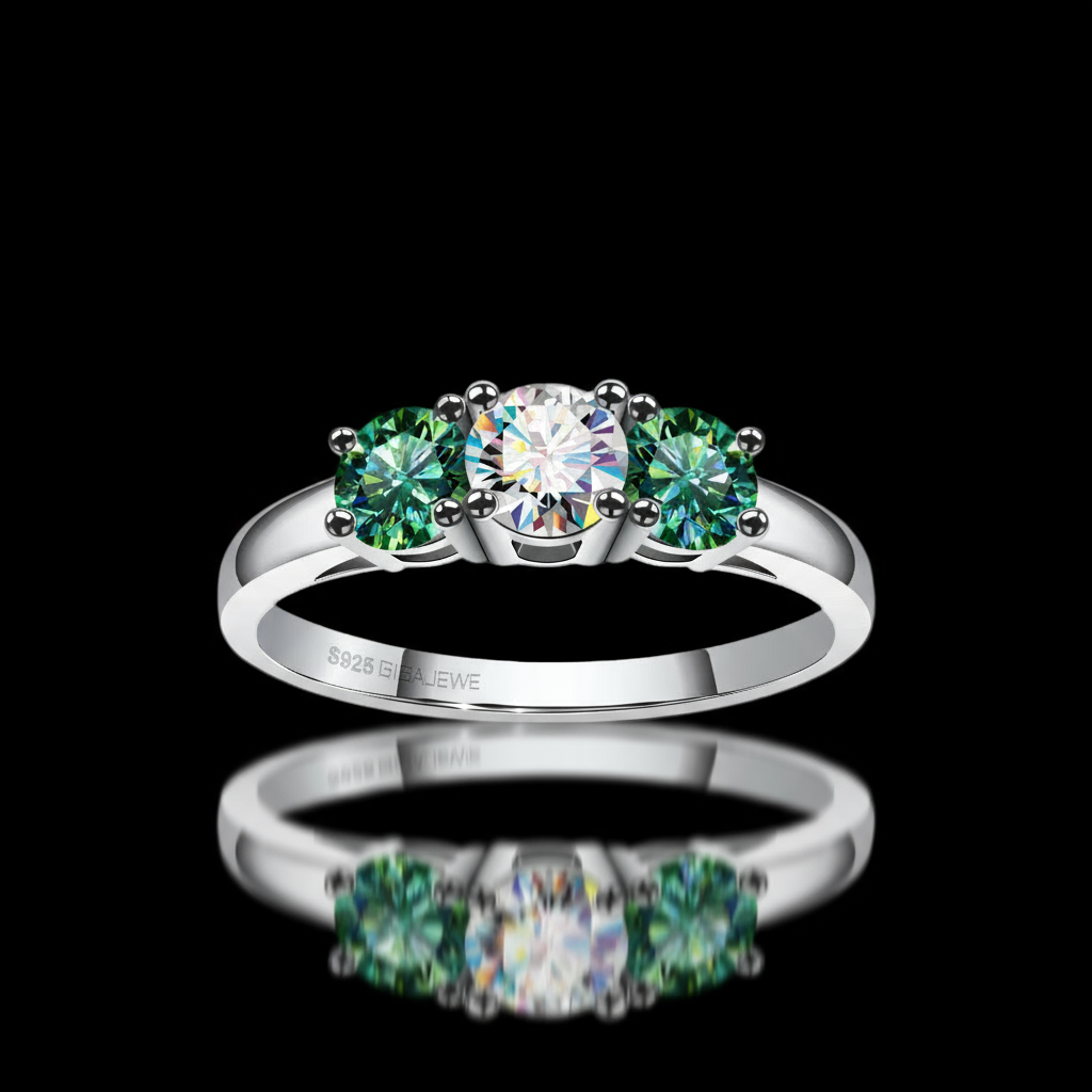 CLISTOE 1.0ct D VVS1 Round Cut Moissanite Ring