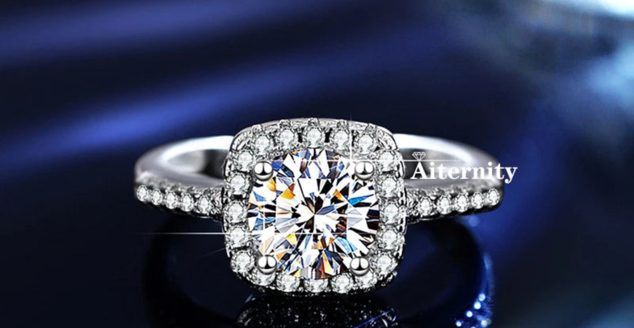 White Moissanite 18K Ring