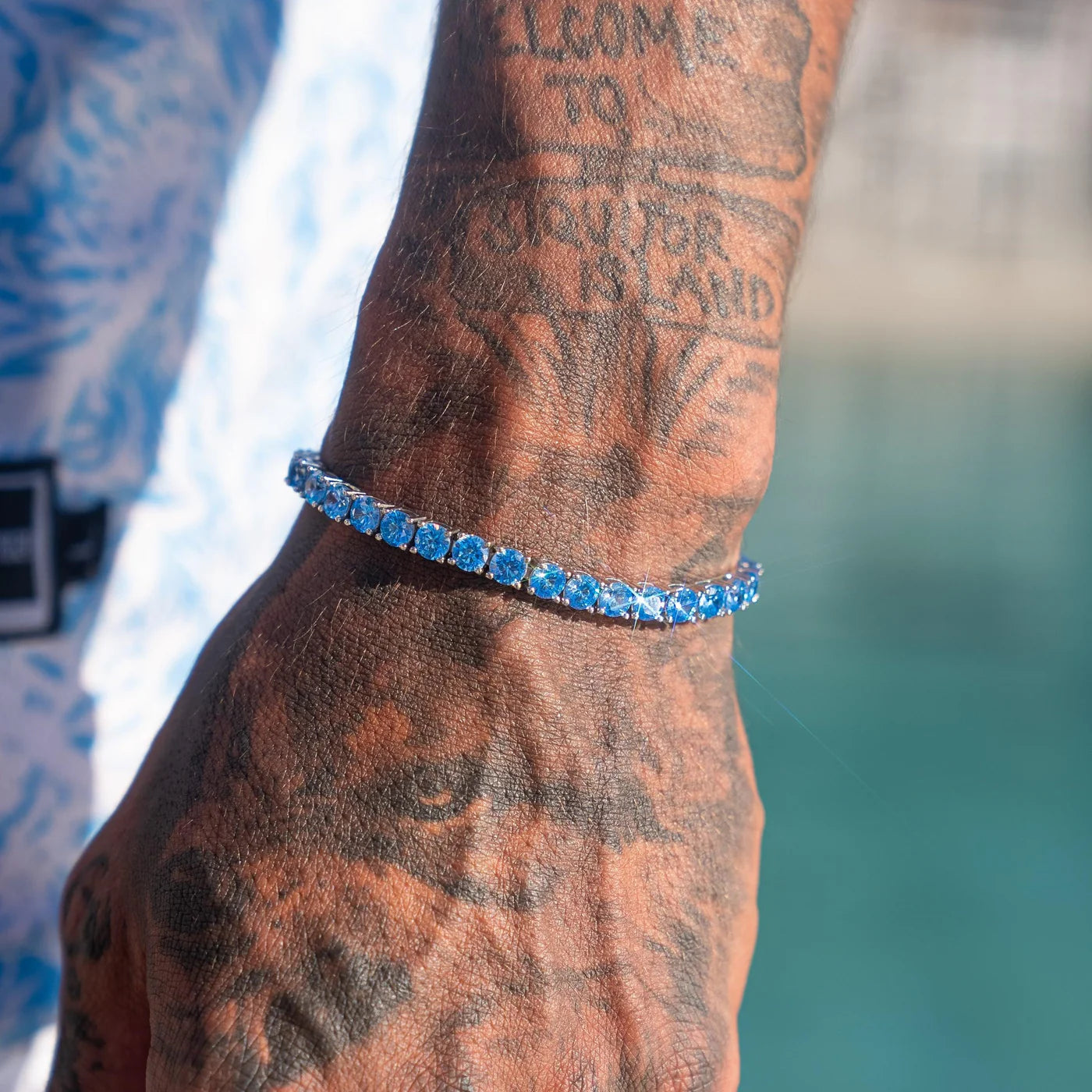 Blue Moissanite Tennis Bracelet