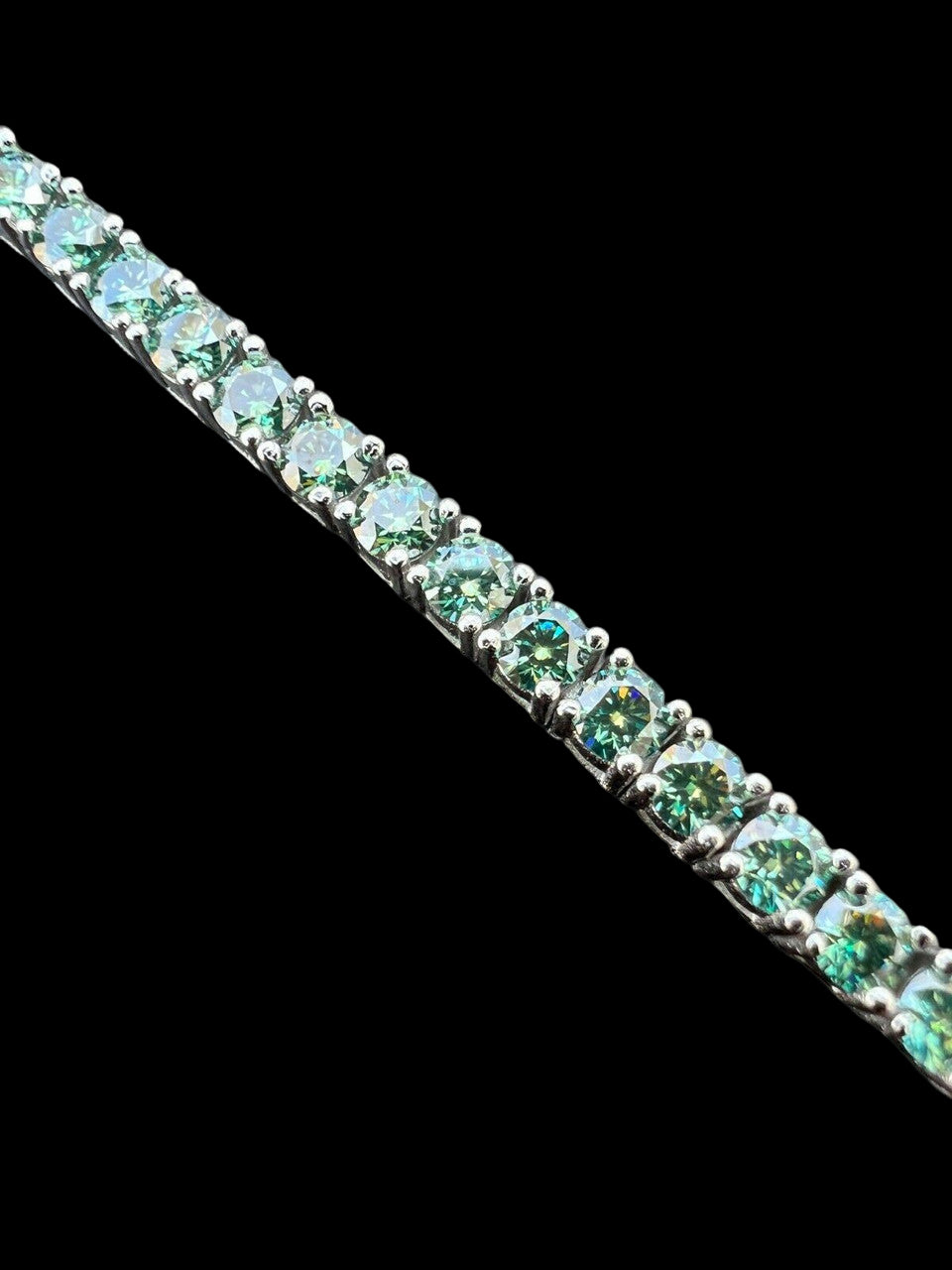 Blue Green Moissanite Tennis Bracelet