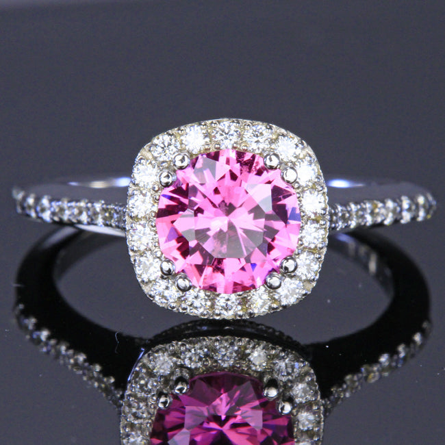 Pink 18K Moissanite Ring