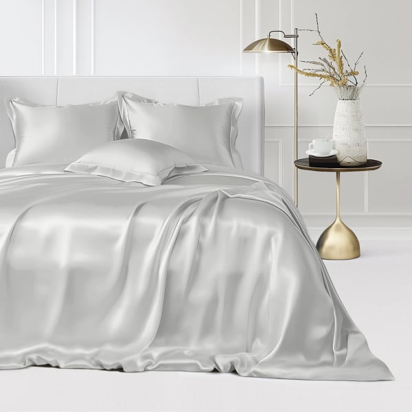 Light Gray - Mulberry Silk Bed Ensemble Set
