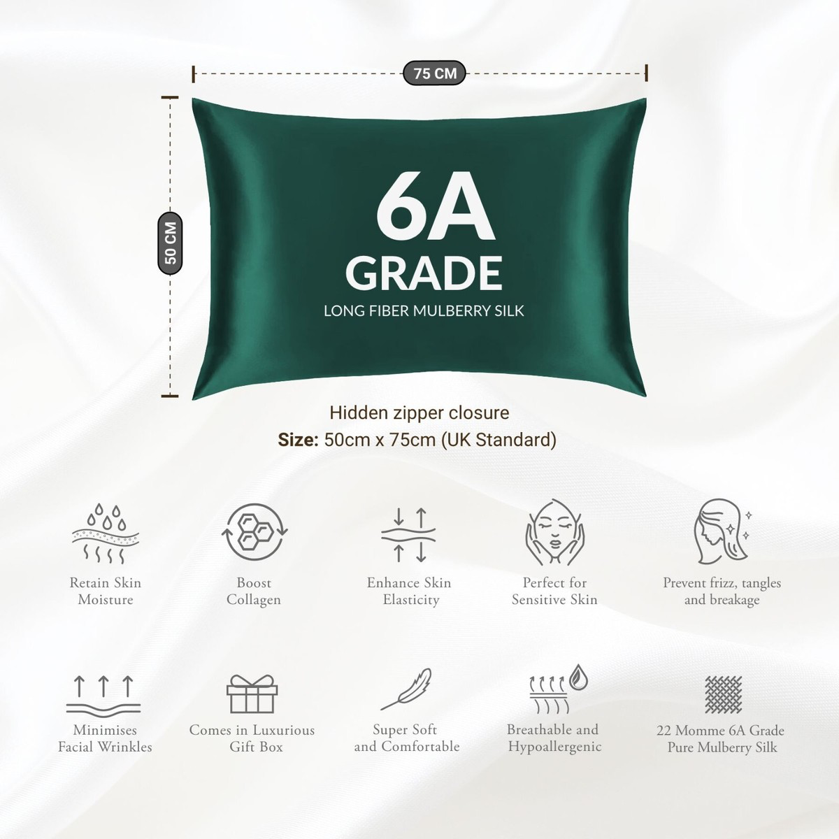 GREEN Mulberry Silk Pillowcase