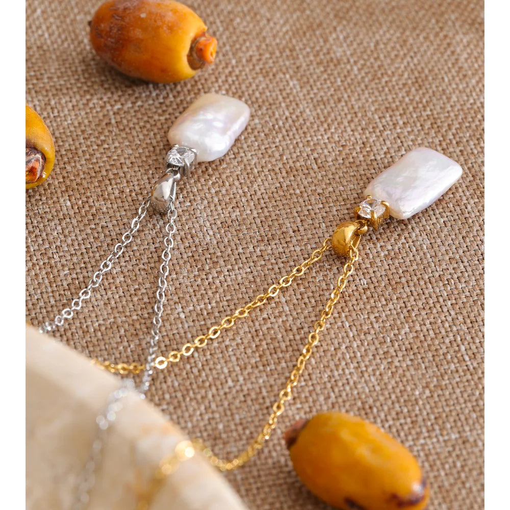Baroque Natural Freshwater Pearl Rectangle Pendant