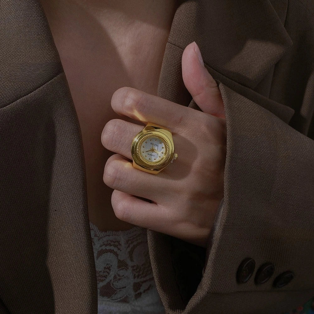 BOZHI Vintage Finger Watch Ring