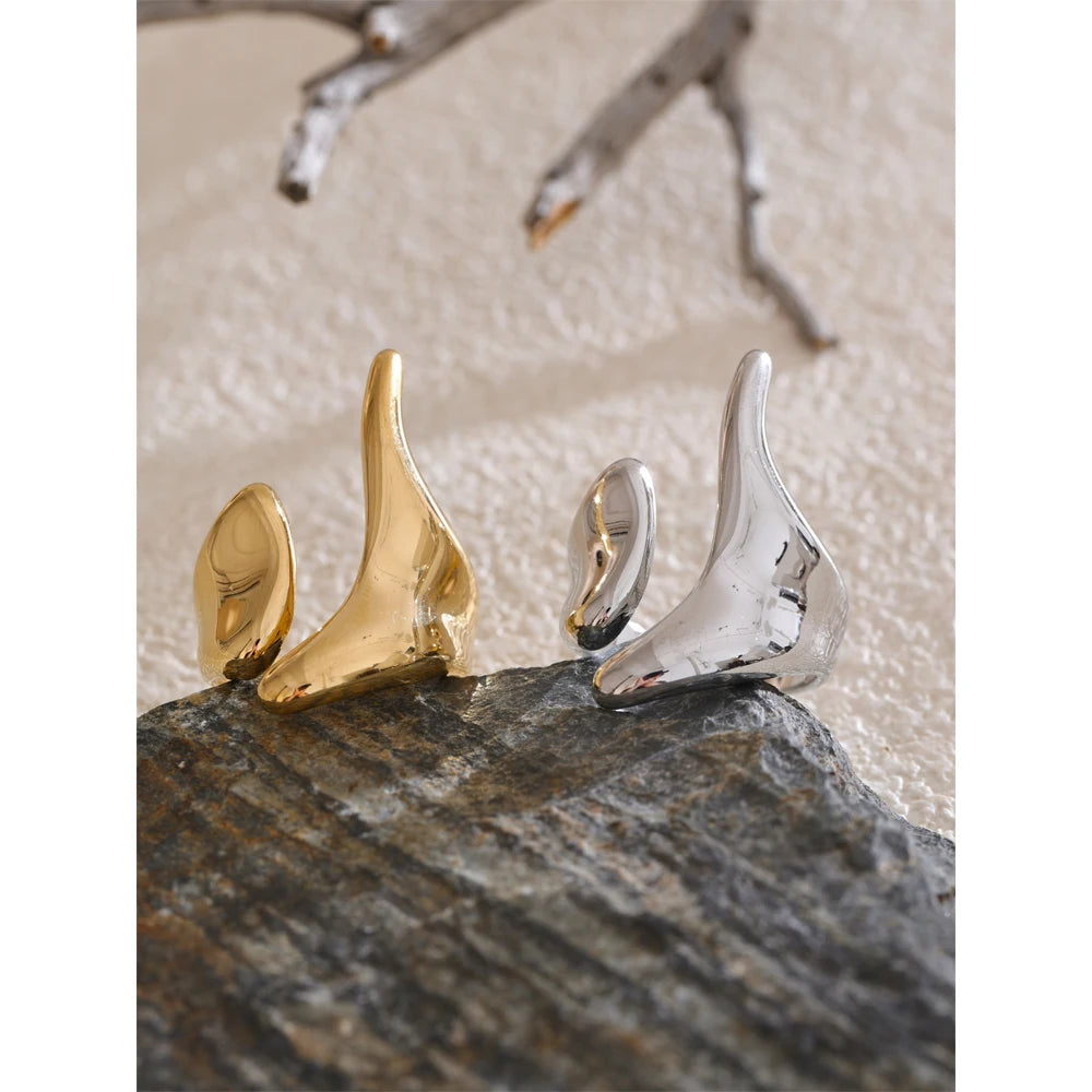 PVD Plated Geometric Adjustable Creative Ring