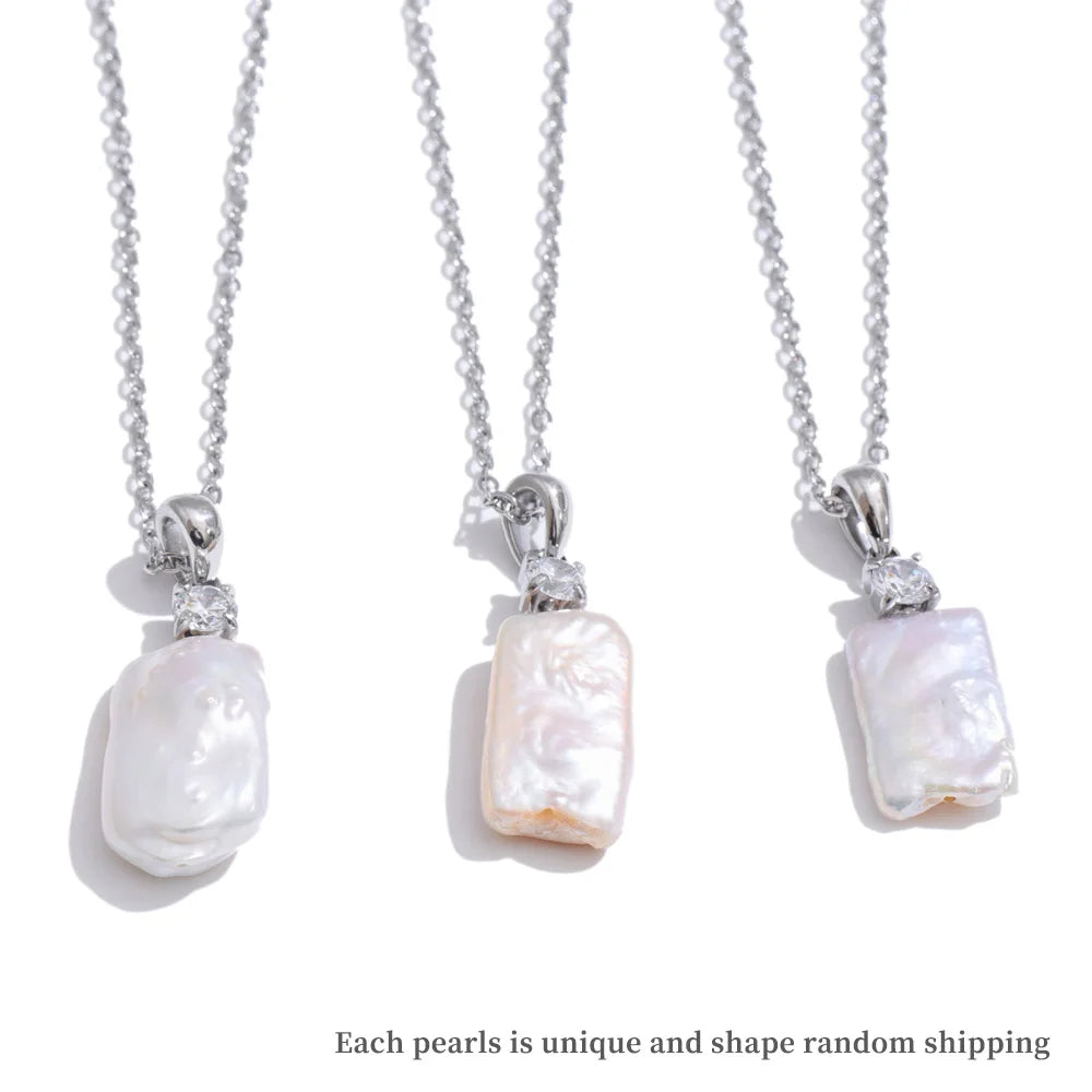Baroque Natural Freshwater Pearl Rectangle Pendant