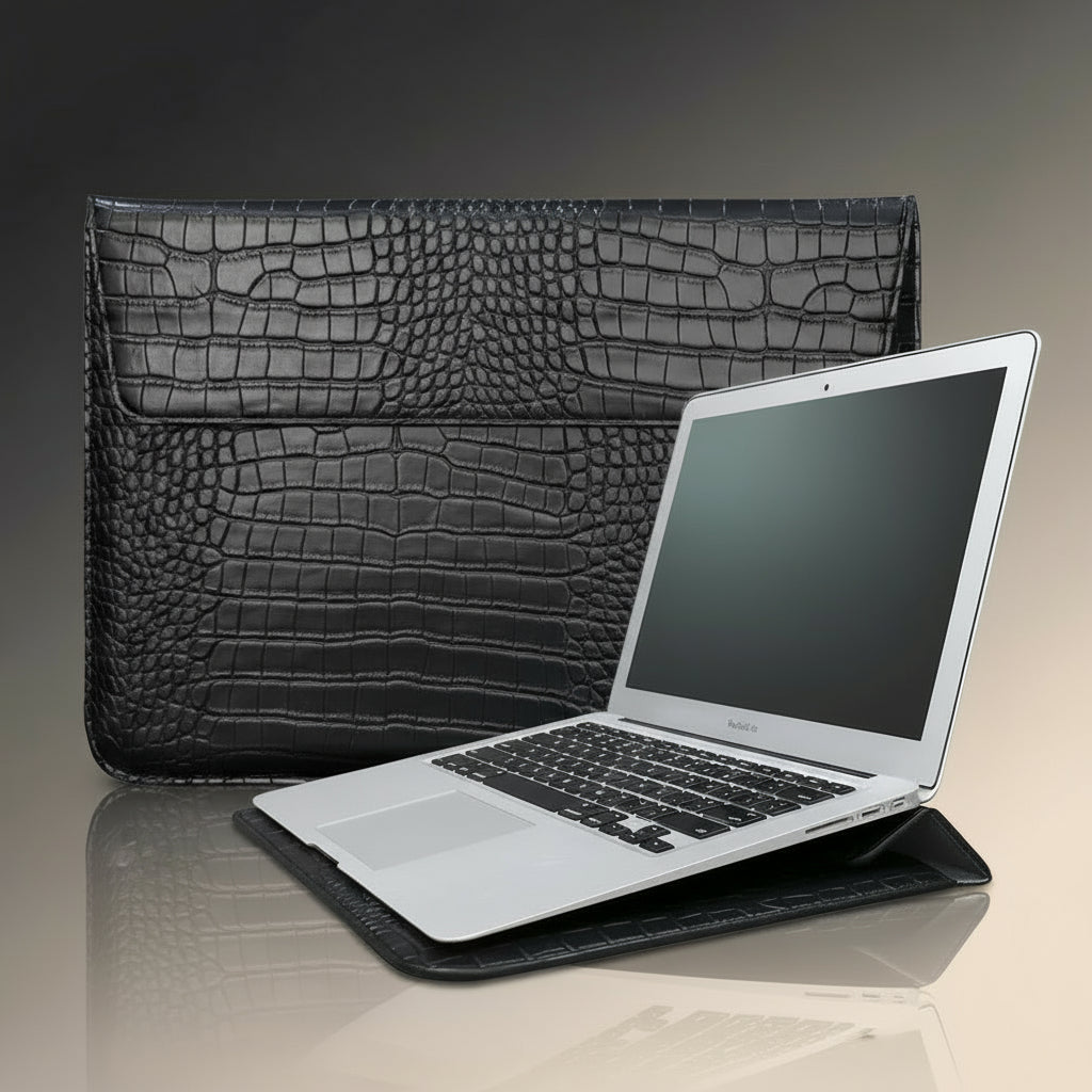 Imperium Croc Leather Laptop Sleeve