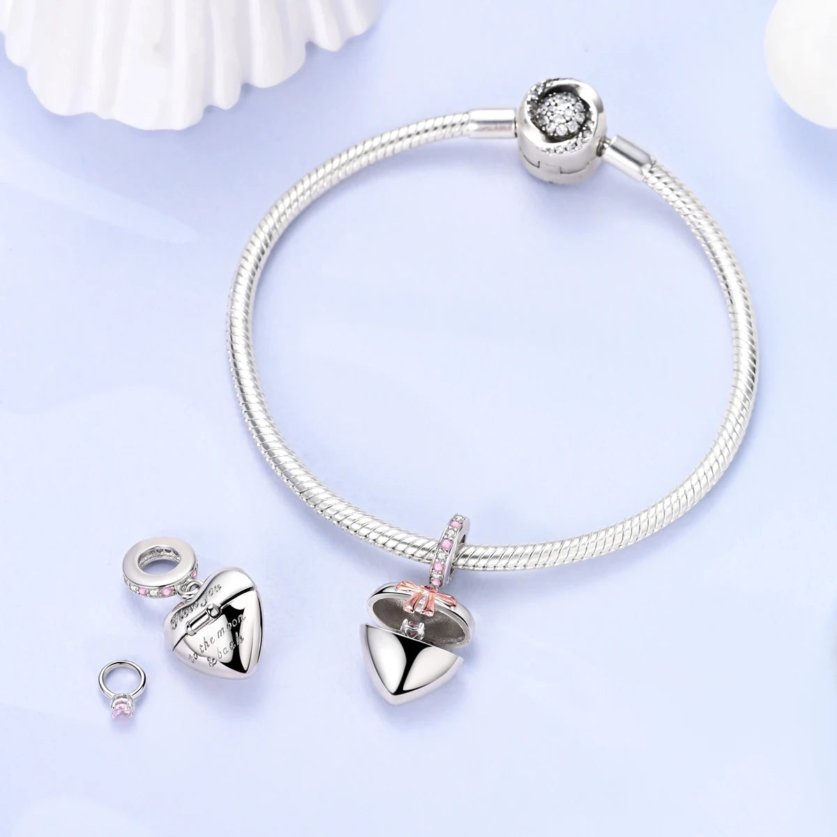 Heart Bow Pendant Charms Beads