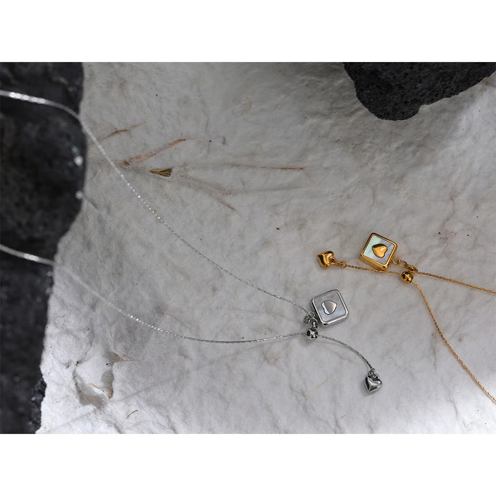 Square Heart Shell Statement 18k Gold Plated