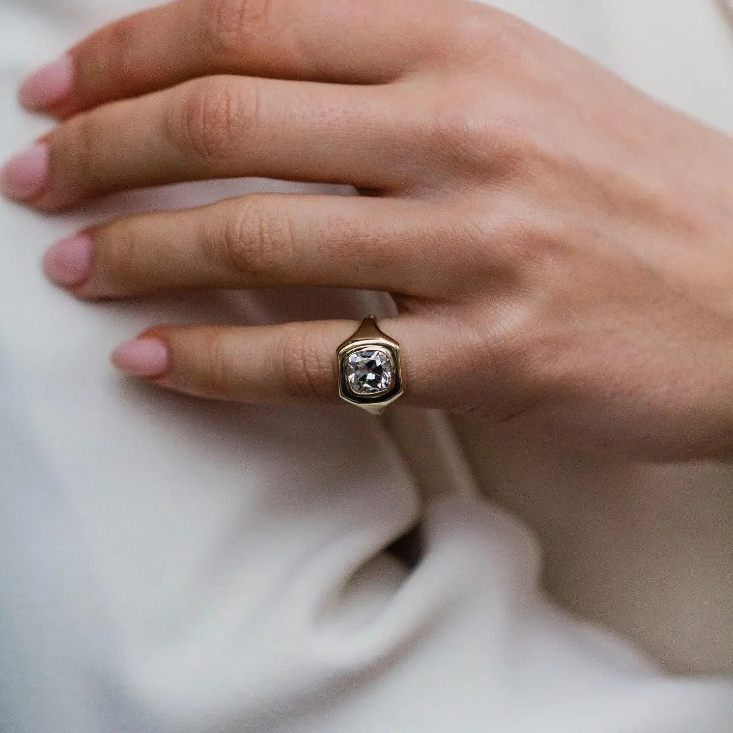 14K Rose Gold Vintage Moissanite Ring