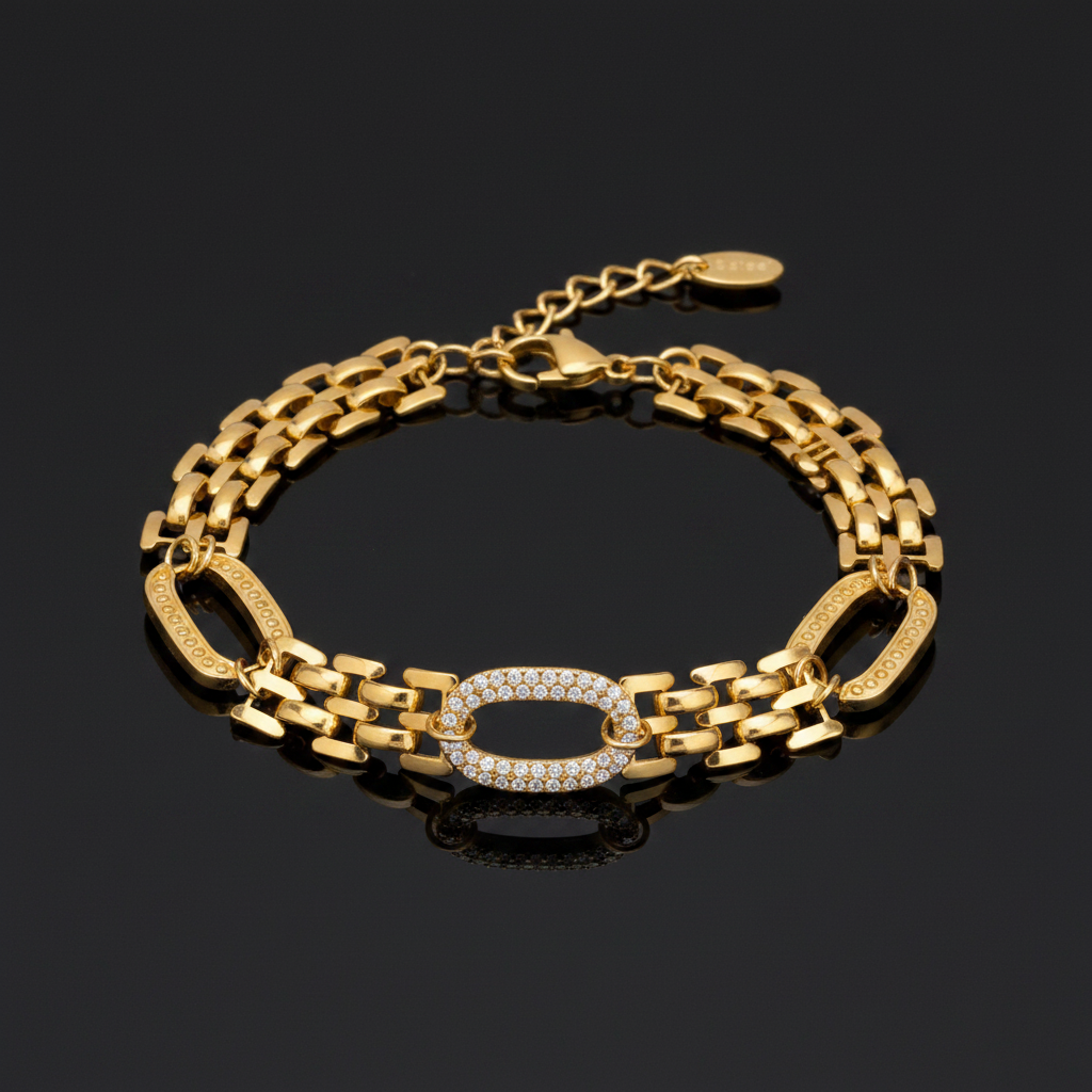 18k Gold Plated Wide Band Bracelet