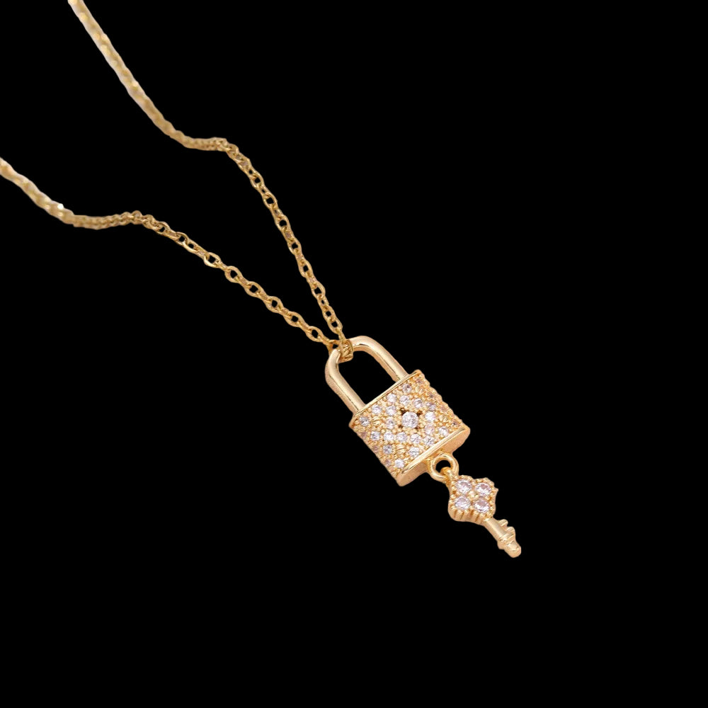Zircon LOCK Pendant Necklace