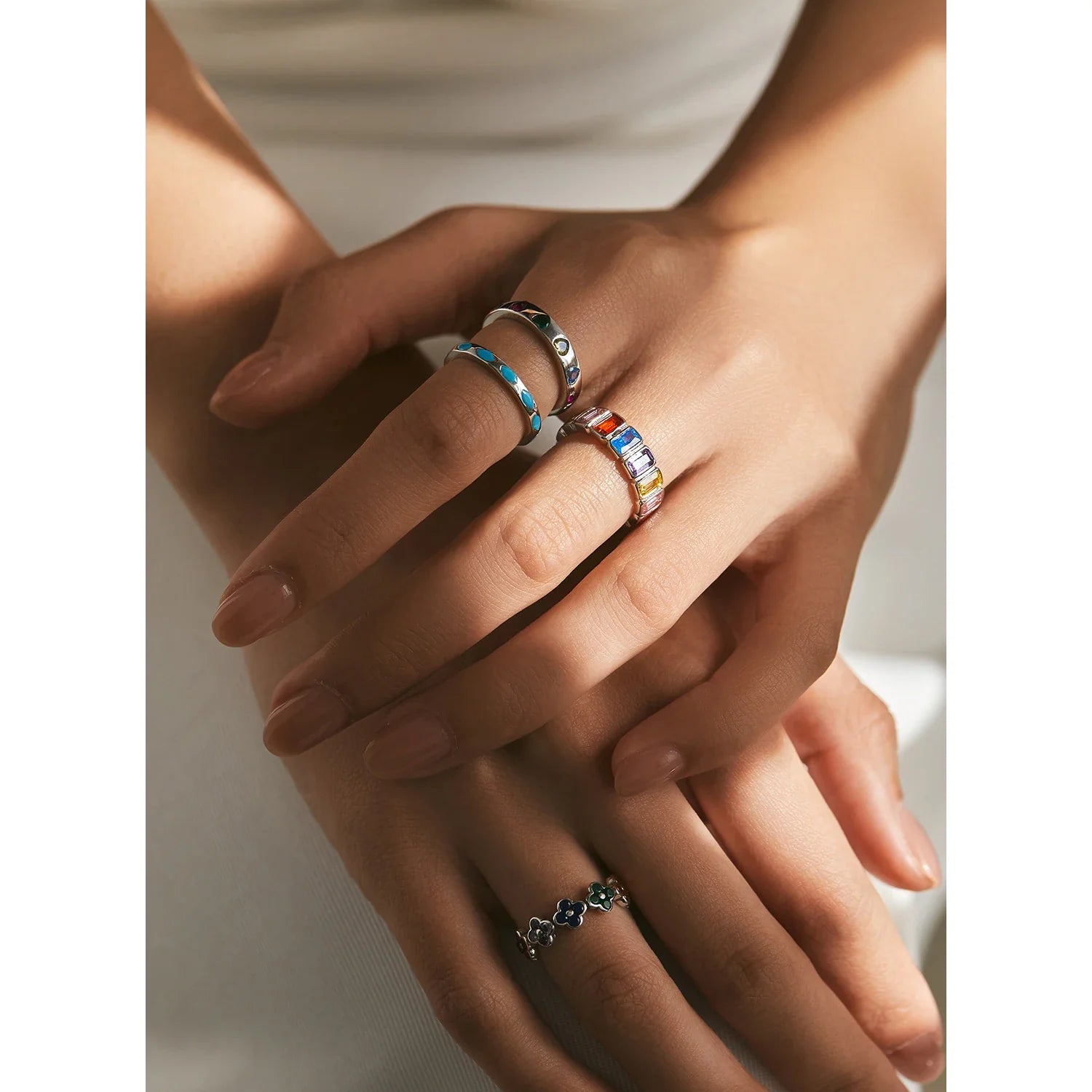 VERA Four-Leaf Clover Heart Eternity Ring