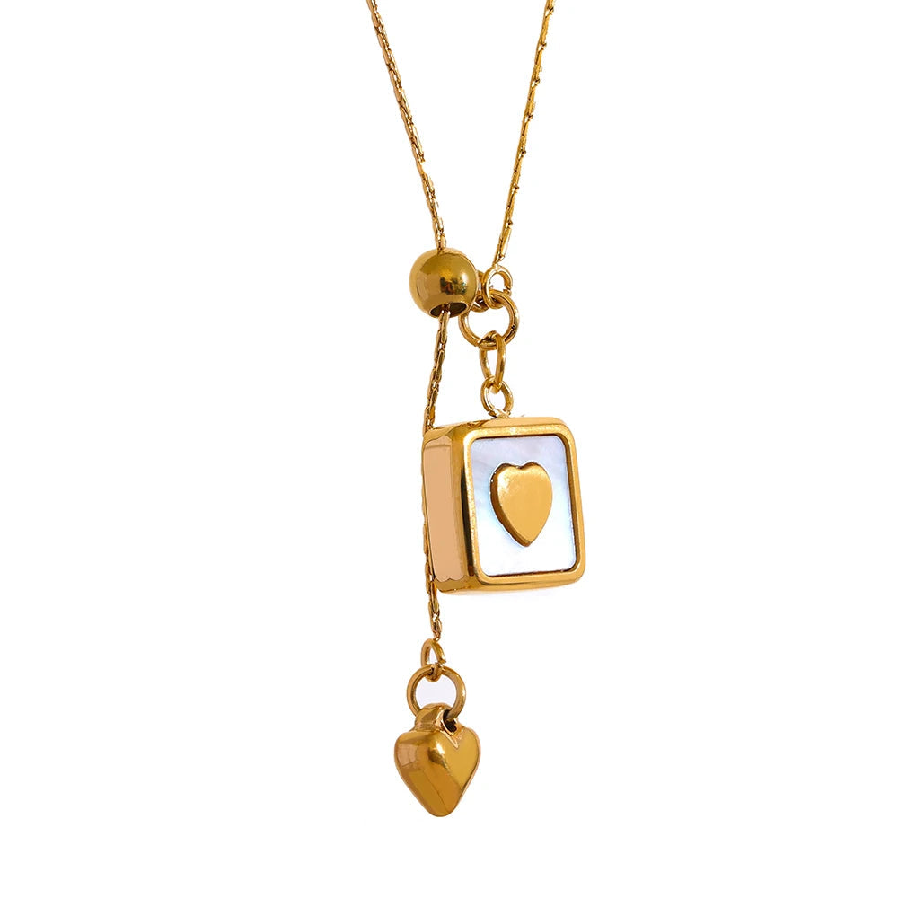 Square Heart Shell Statement 18k Gold Plated
