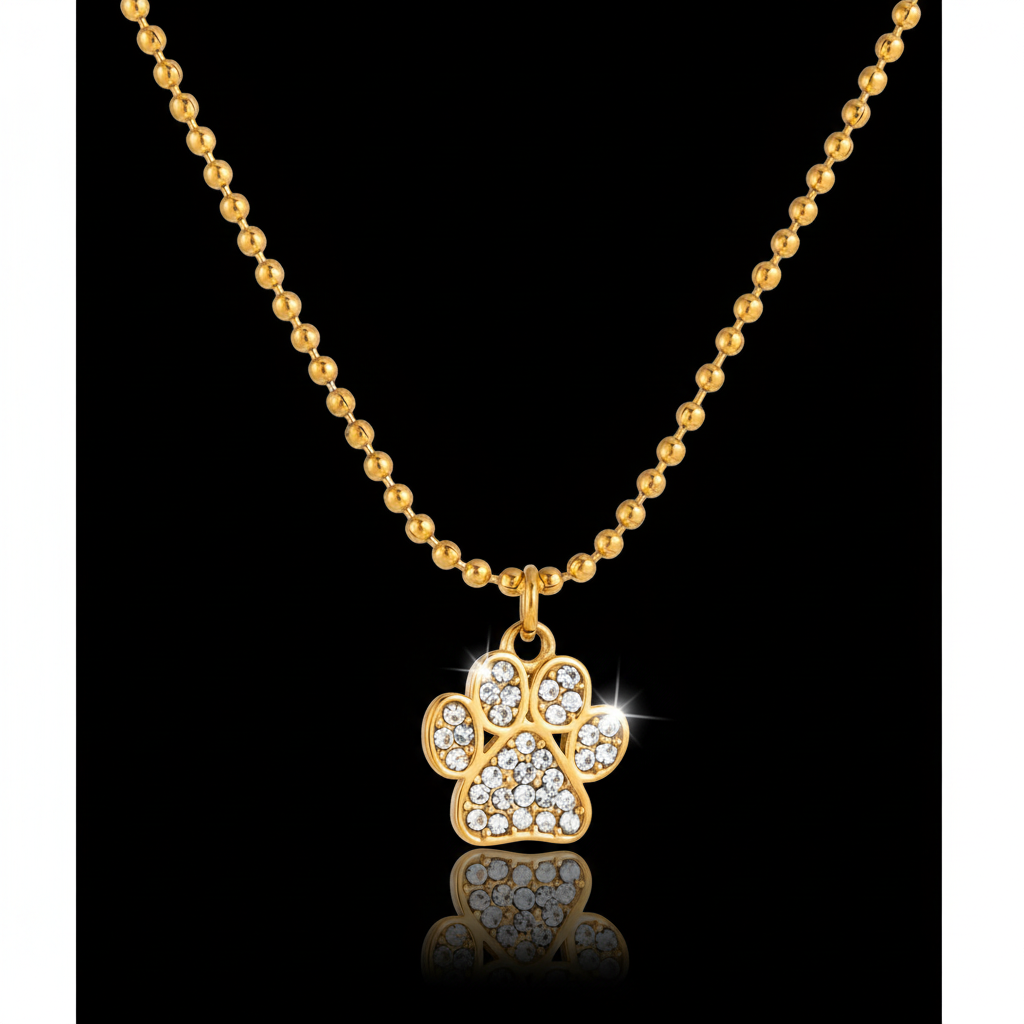 18K Gold PVD Plated Cat Paw Pendant Necklace