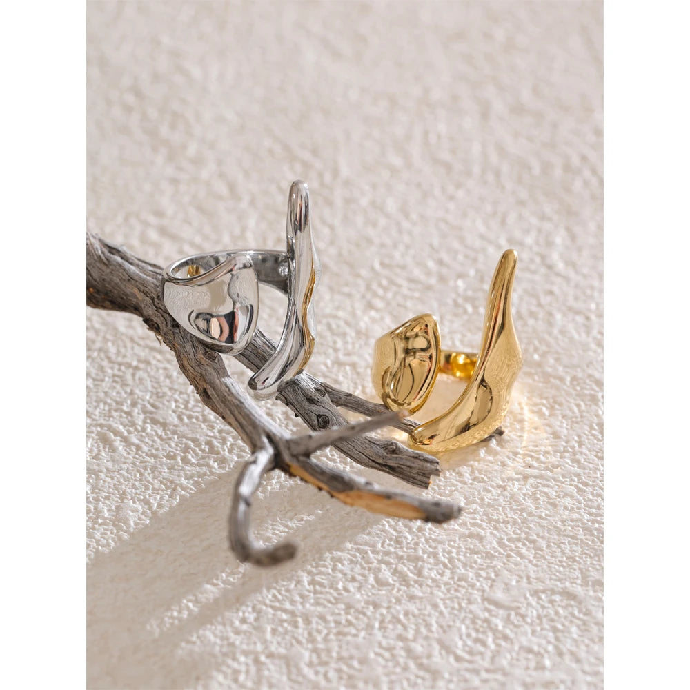 PVD Plated Geometric Adjustable Creative Ring