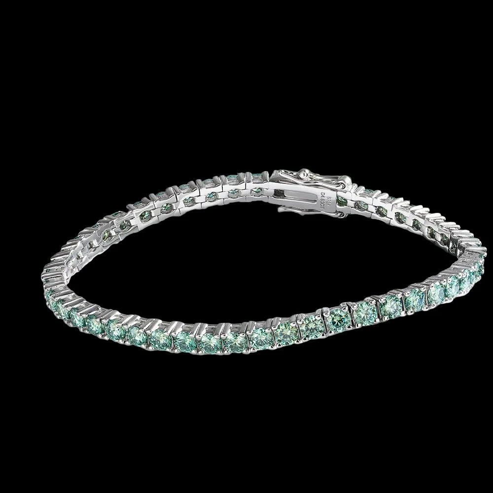 Blue Green Moissanite Tennis Bracelet