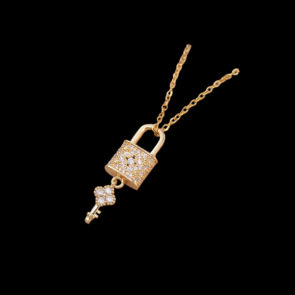 Zircon LOCK Pendant Necklace