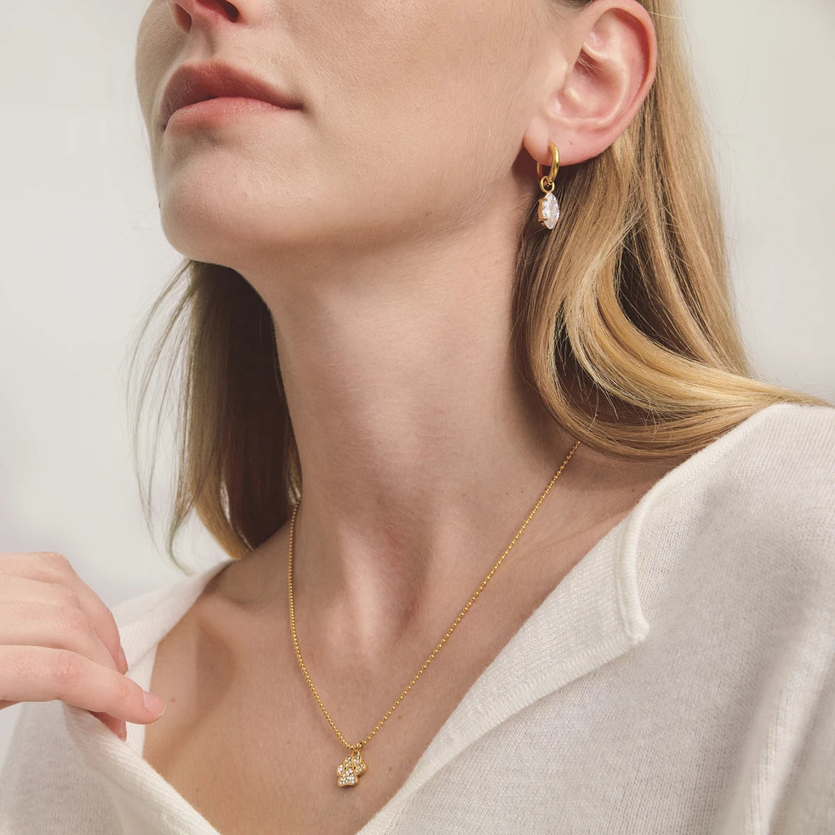 18K Gold PVD Plated Cat Paw Pendant Necklace