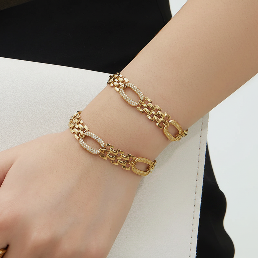 18k Gold Plated Wide Band Bracelet