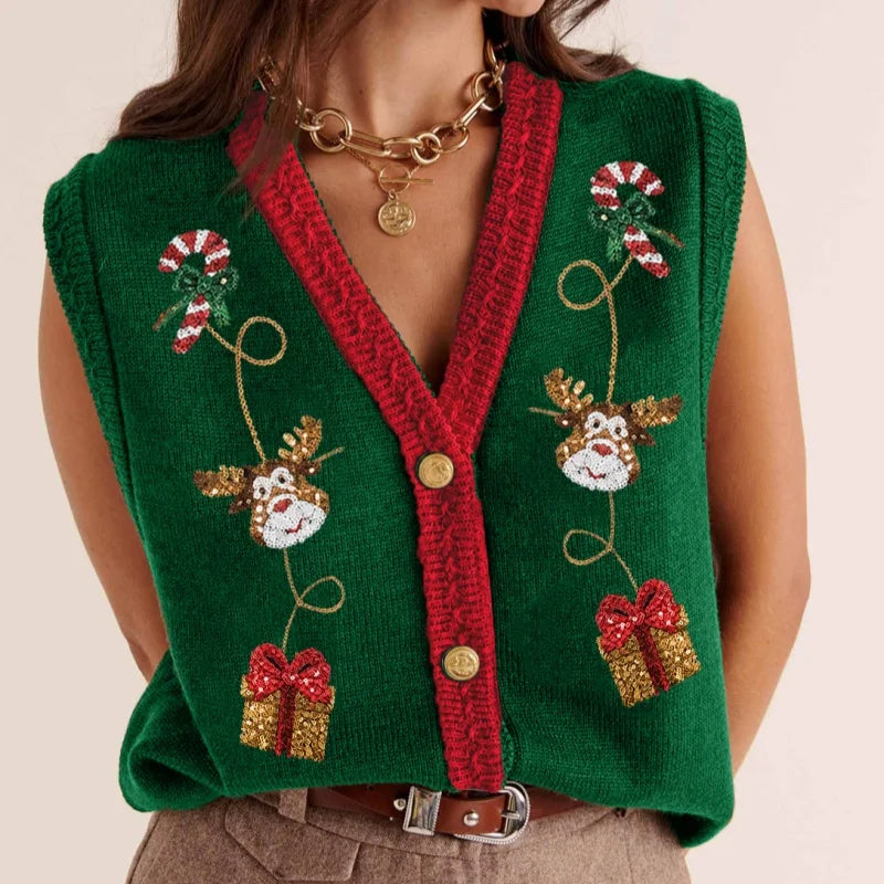 Women Sequin Nutcracker VEST