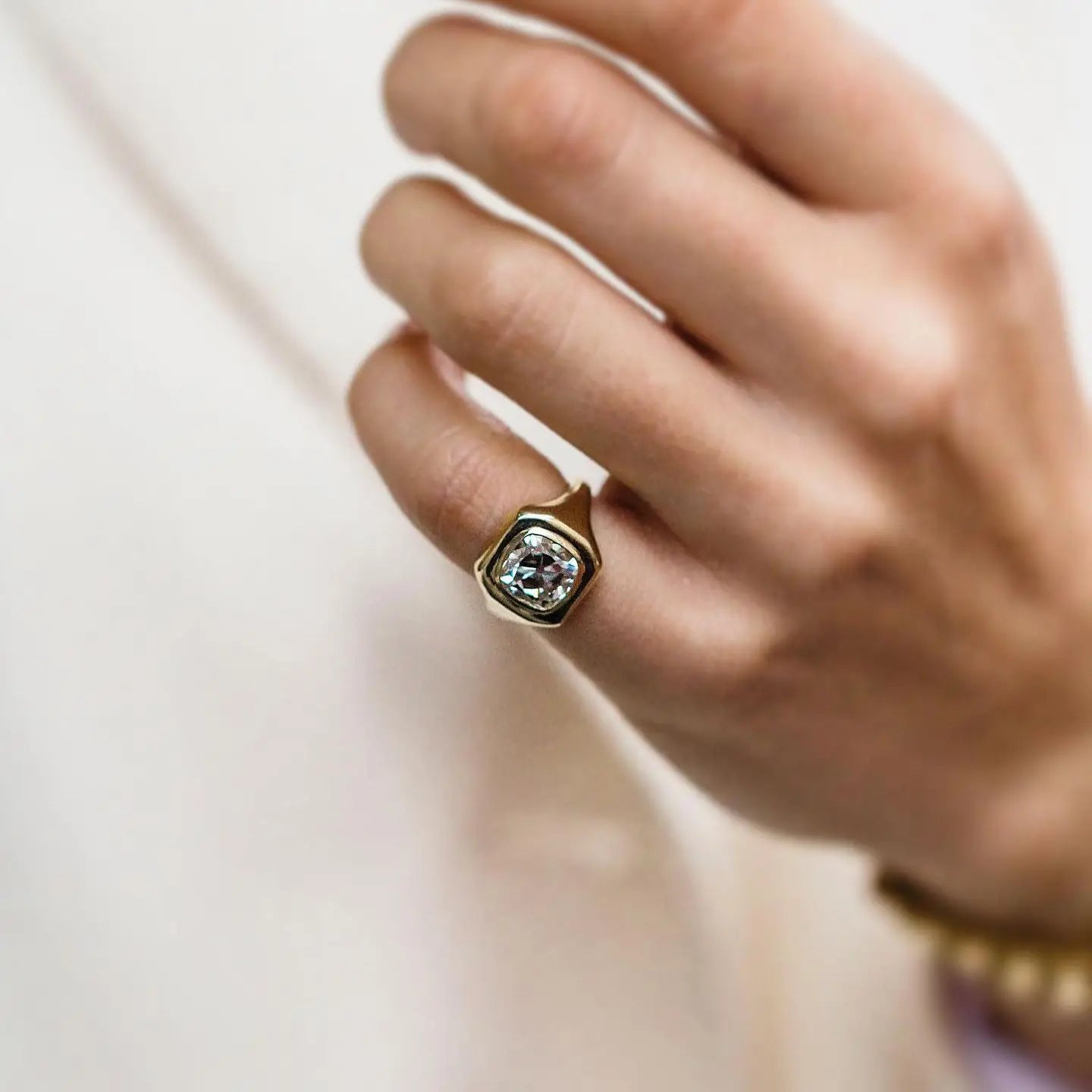 14K Rose Gold Vintage Moissanite Ring