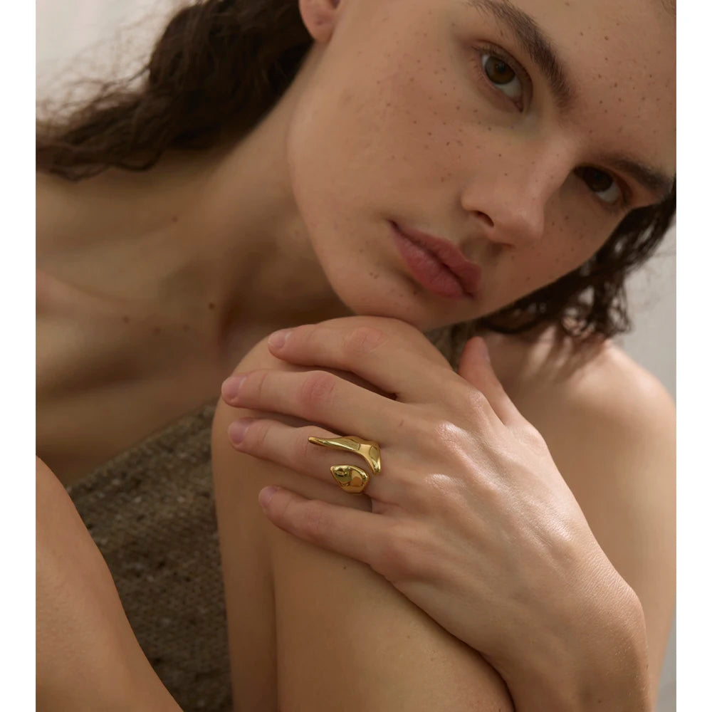 PVD Plated Geometric Adjustable Creative Ring
