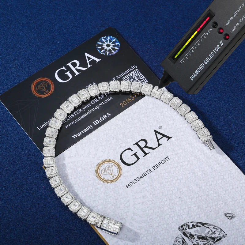 Square Halo Moissanite Tennis Bracelet