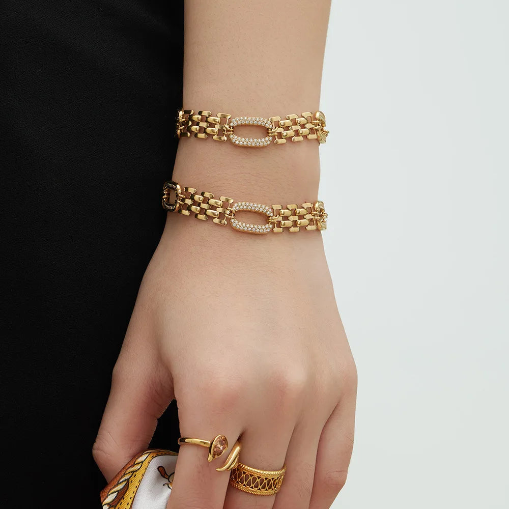 18k Gold Plated Wide Band Bracelet