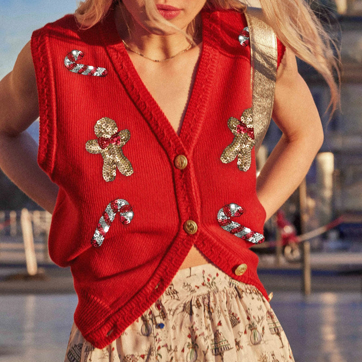 Women Sequin Nutcracker VEST