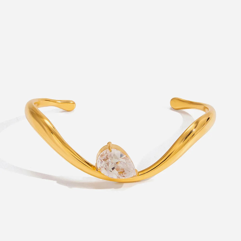 18k Gold Plated Wave Cuff Bracelet