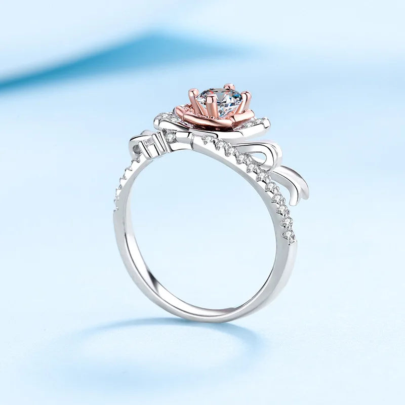 LILECO 18K Rose Prong Moissanite Ring