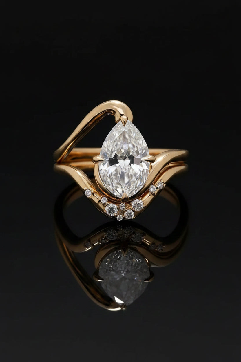 Water Droplet Zircon Ring