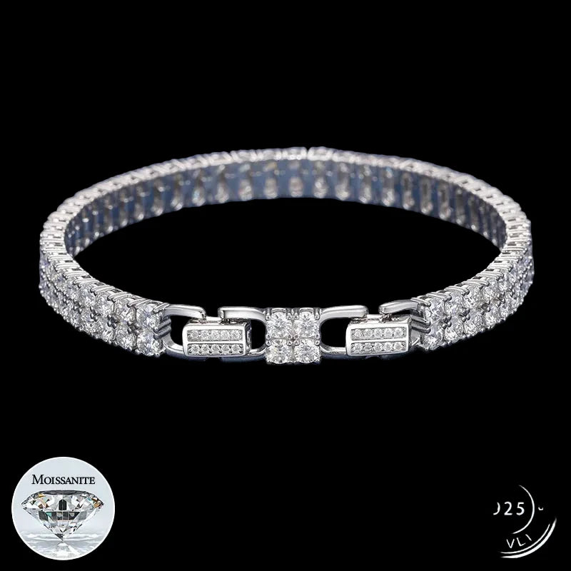 Lueur Royale Moissanite Tennis Bracelet – 925 Sterling Silver 18K White Gold Plated D VVS1