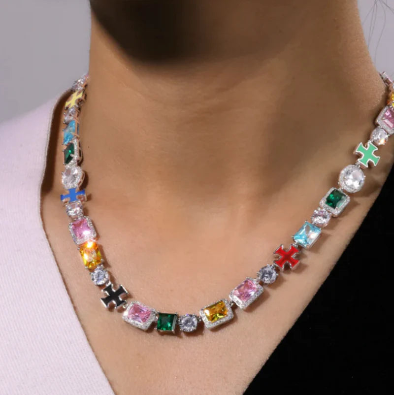 Cioz Blue Baguette Tennis Necklace