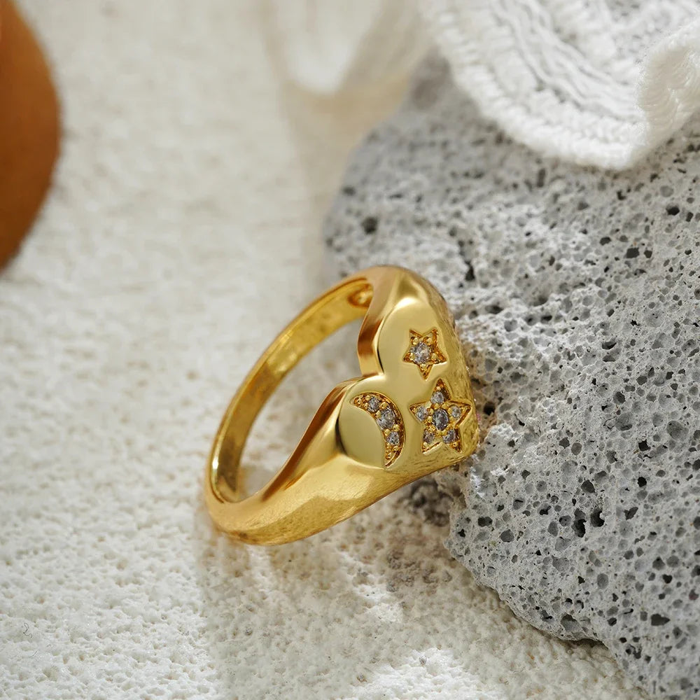 18K Gold Plated Chunky Love Heart Ring