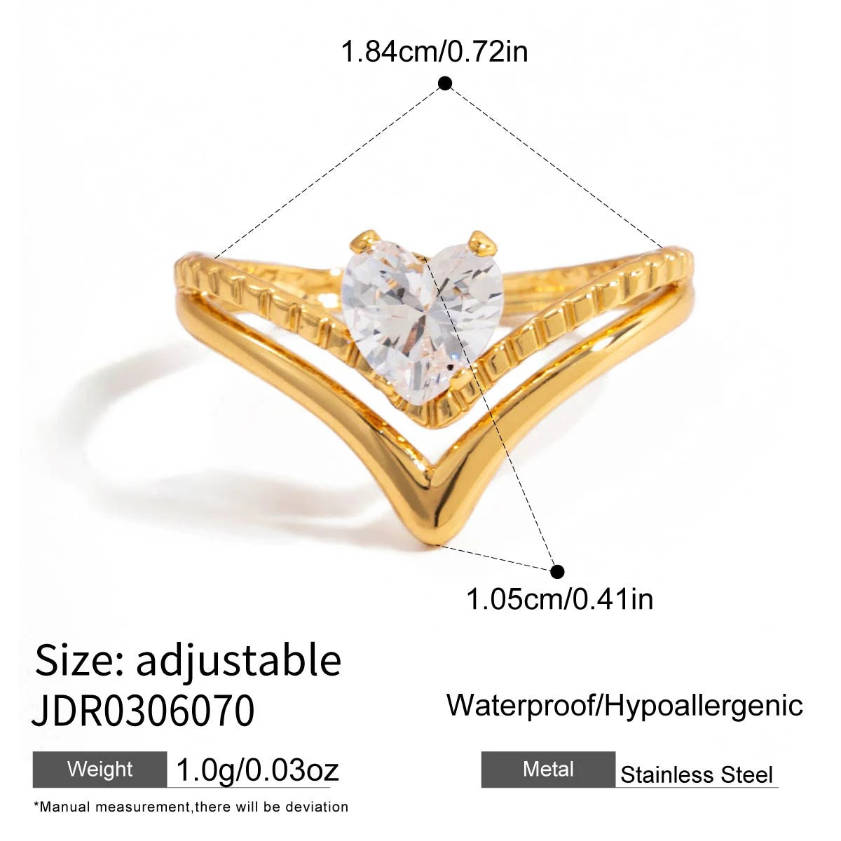 18K Gold Color Hollow Irregular Open Ring