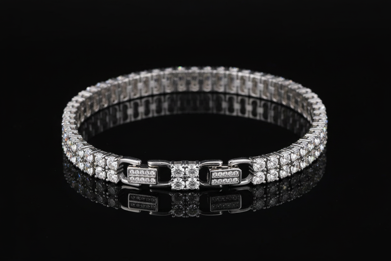 Lueur Royale Moissanite Tennis Bracelet – 925 Sterling Silver 18K White Gold Plated D VVS1