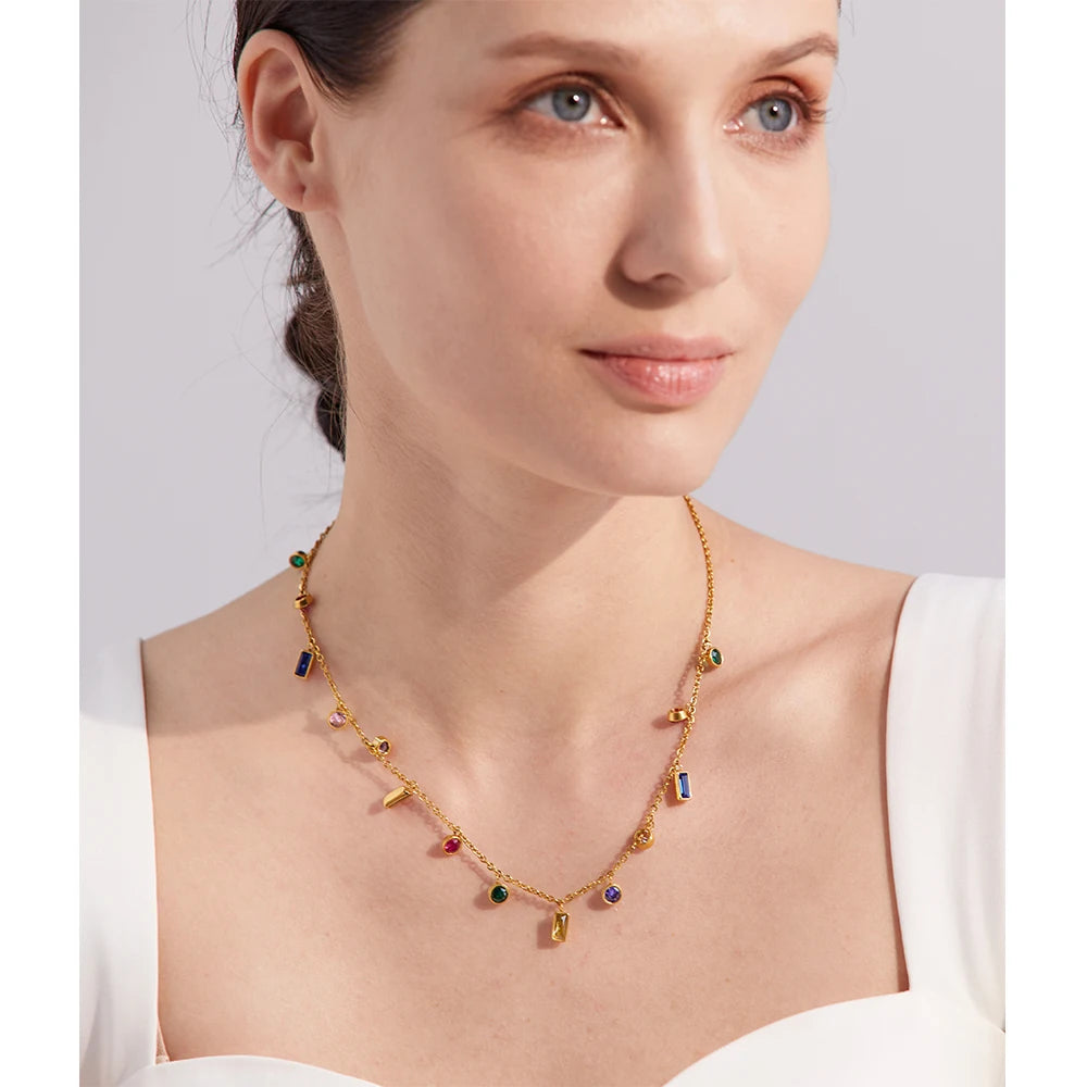 Waterproof Cubic Zirconia Chain Necklace Bracelet CZ
