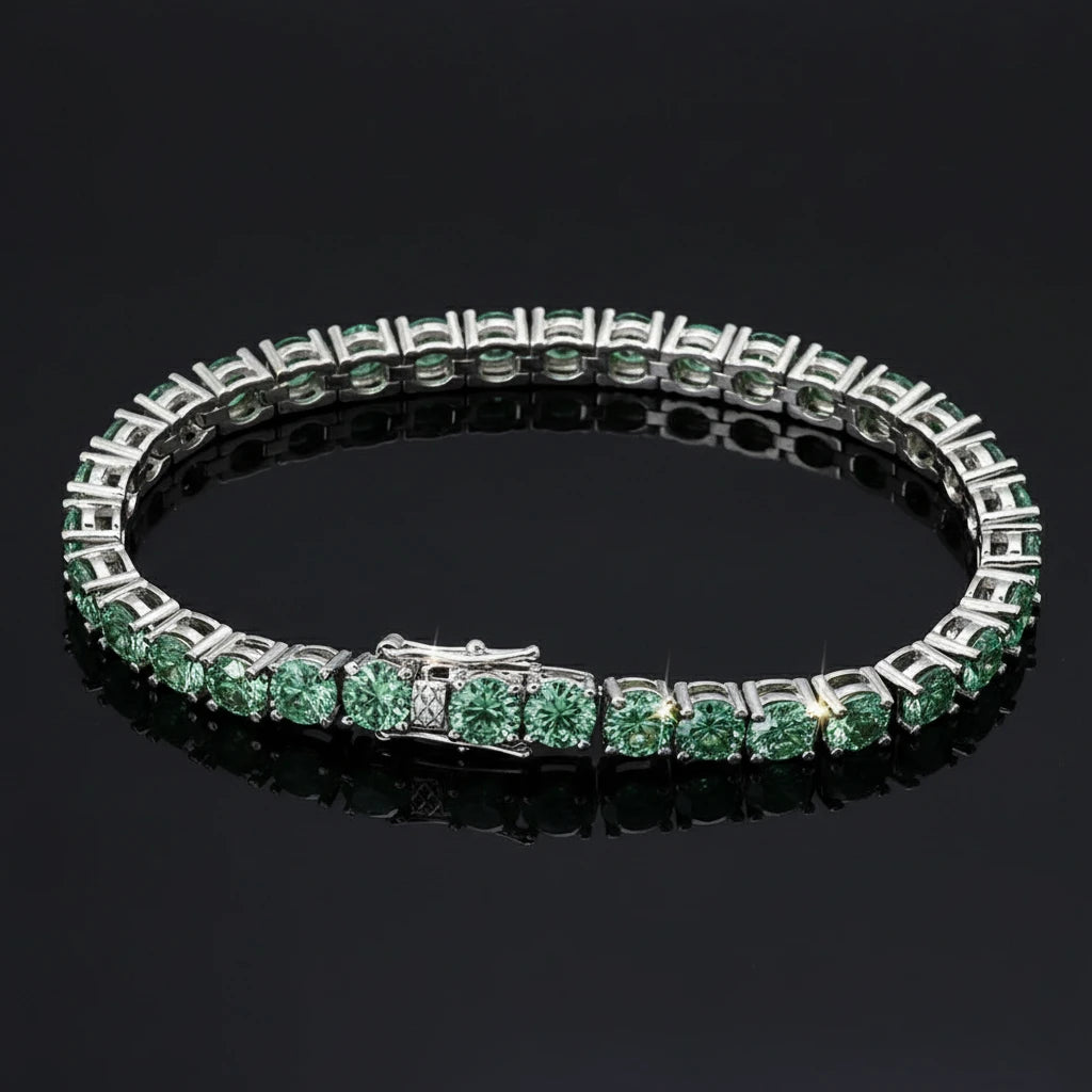 Blue Green Moissanite Tennis Bracelet