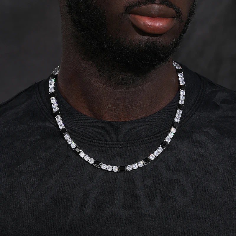 Black and White Noir Baguette Tennis Necklace